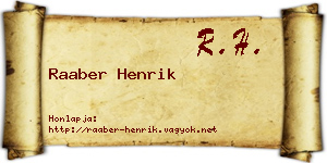 Raaber Henrik névjegykártya